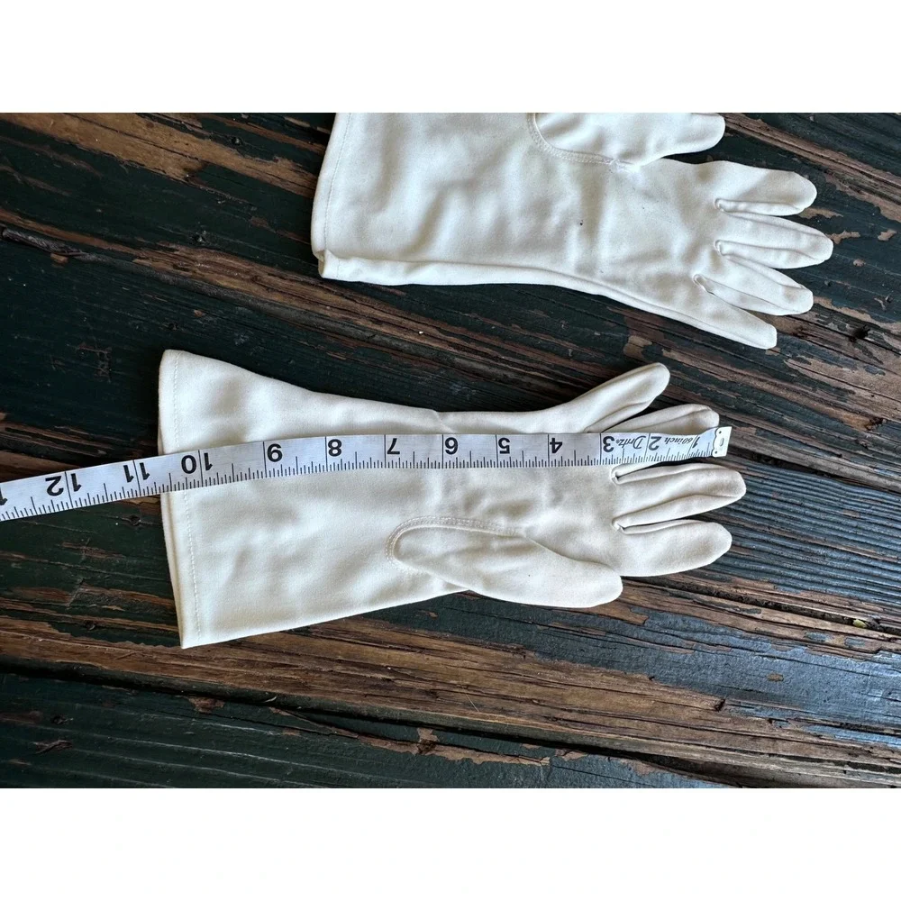 Vintage Cream Mid Length Opera Gloves Flared Cuff Formal Wedding 1950s 1960s